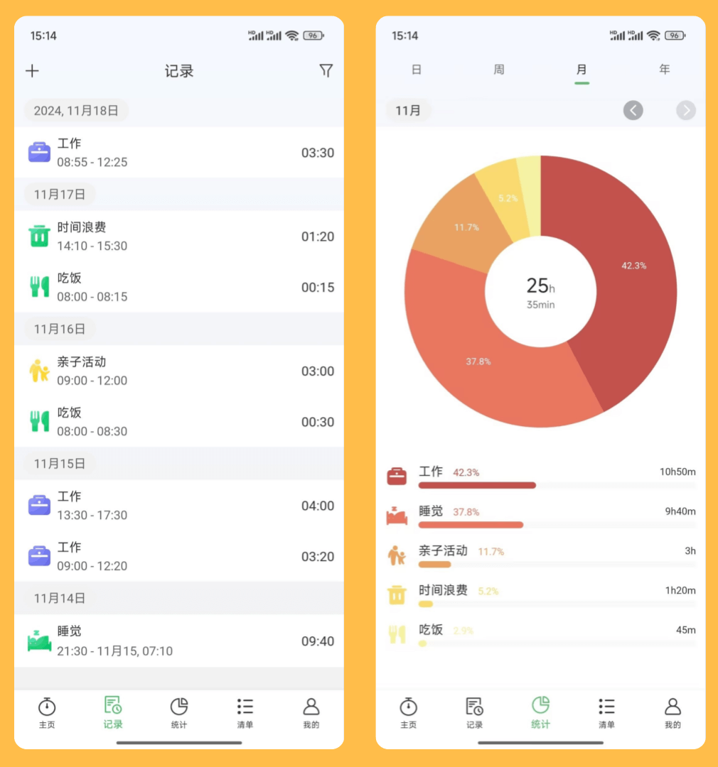时间记录和统计