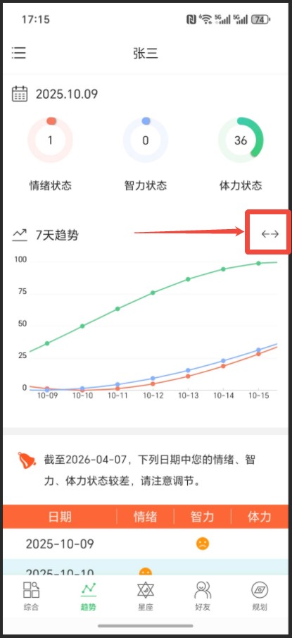 生物钟App怎么看7天/30天趋势